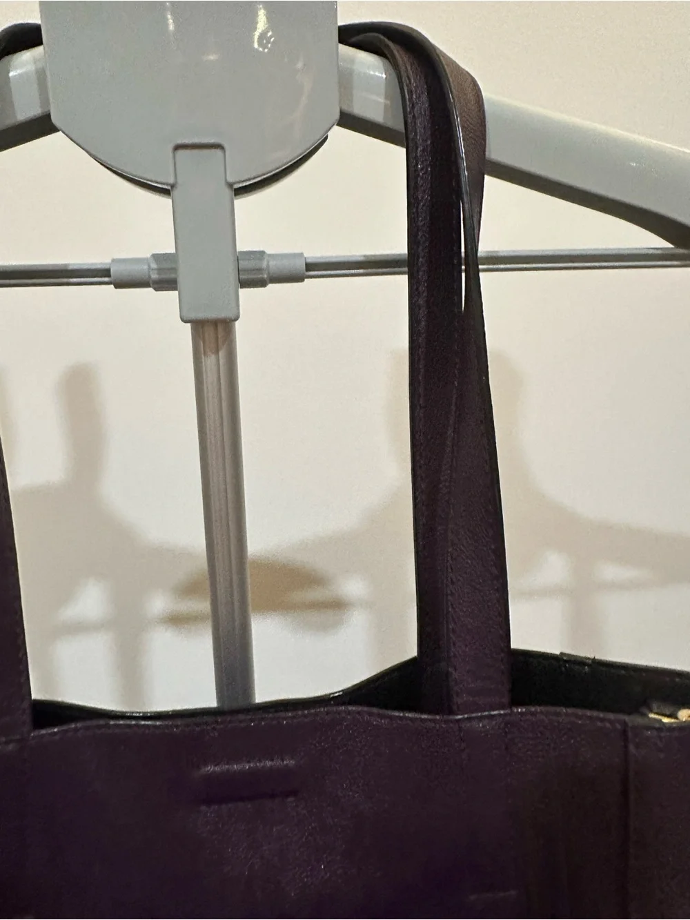 Calvin Klein Deep Purple Leather Tote with Gold Accents - Picture 4 of 15